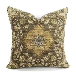 16.5&quot; x 16.5&quot; Kravet Design 33219.1611 Pillow Cover - Gold, Cream, and Gray Damask Chenille Accent Cover