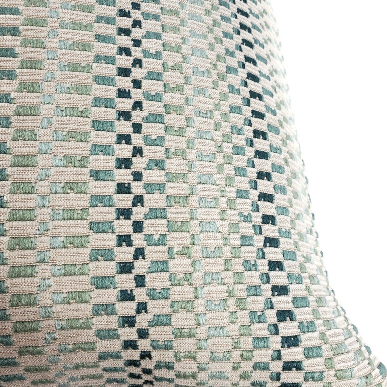 Manuel Canovas Daksha in Nattier Pillow Cover 20 x 20 Gray Chenille with Blue Lagoon Check Cushion Case
