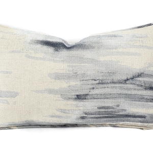 Barbara Barry Awash in Water with Self-Welt Pillow Cover - 12&quot; x 20&quot; Light Gray Stroke Pattern Rectangle Cushion Case