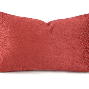 Brunschwig and Fils LA PANTHERE VELVET in Red Lumbar Pillow Cover - 12.5&quot; x 20&quot; Red Animal Spot Velvet Cushion Case