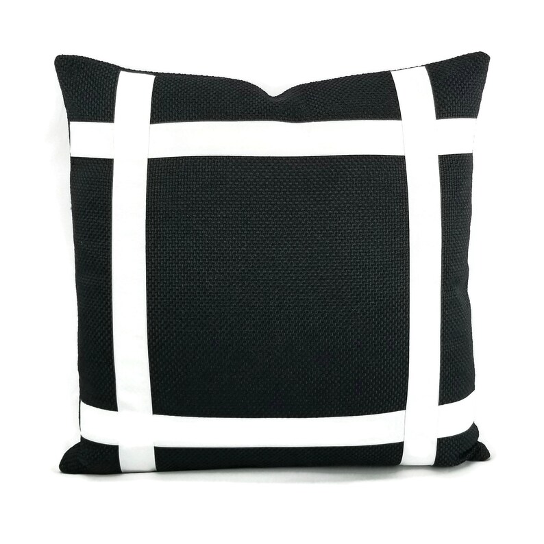 Black With White Ribbon Embellished Pillow Cover Etsy
