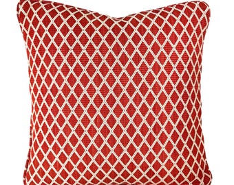 Funda de almohada tejida con diseño de diamante rojo de Brunschwig & Fils - 20" x 20"