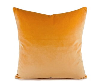 Apricot Orange Velvet Pillow Cover - 20" x 20" Pastel Orange Mango Velvet Cushion Case