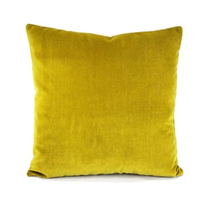 Citron Plush Velvet Pillow Cover - Solid Citrine Green Velvet Cushion Case - select your size