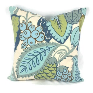 17" x 17" Cowtan and Tout Fotunato in the color Blue, Indigo, and Ivory Pillow Cover