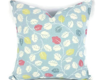 17" x 17" Jane Churchill Woodale in the color Aqua and Lime Pillow Cover