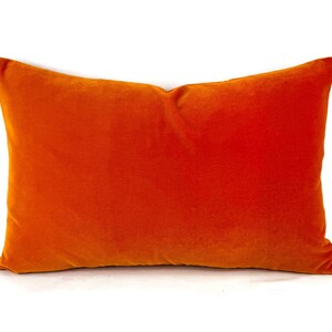 Lee Jofa Romeo Velvet in Saffron Lumbar Pillow Cover 13 x 20 Solid Bright Orange Velvet Rectangle Cushion Case image 1