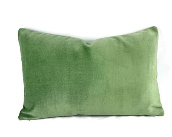 Spearmint groene pluche fluwelen lumbale kussensloop - 13" x 20" massief lagunegroen fluwelen kussenhoes