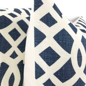 Schumacher Imperial Trellis II in Ivory and Navy Pillow Cover - Etsy
