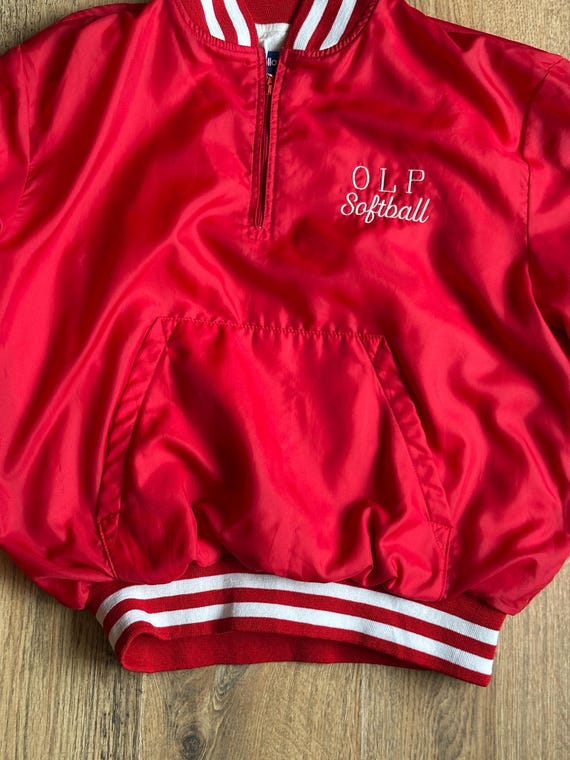 Vintage Holloway Half-Zip Windbreaker Red OLP Softball Sportswear Jacket View 2