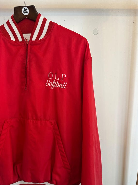Vintage Holloway Half-Zip Windbreaker Red OLP Softball Sportswear Jacket View 6