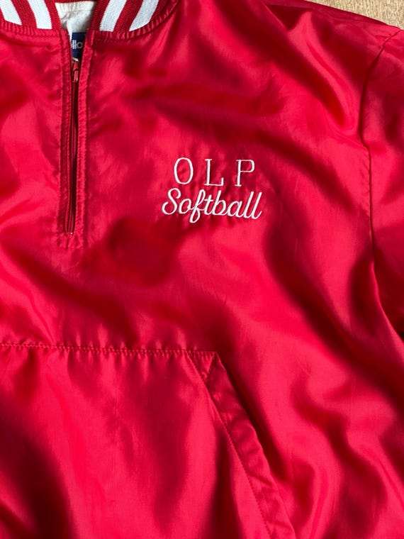 Vintage Holloway Half-Zip Windbreaker Red OLP Softball Sportswear Jacket View 3
