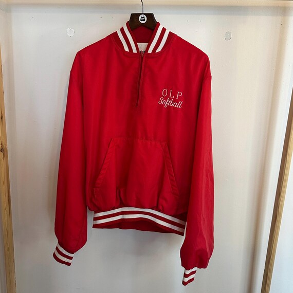 Vintage Holloway Half-Zip Windbreaker Red OLP Softball Sportswear Jacket View 5