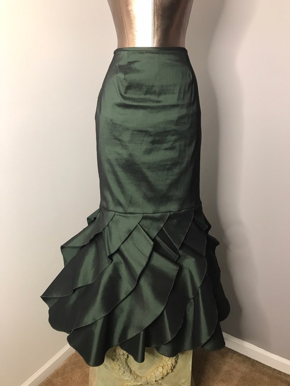 Tadashi Collection Olive Green Taffeta Evening Ski