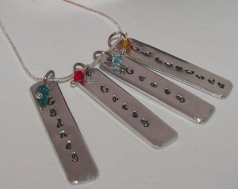 vertical bar necklace, Personalized Family Necklace ,Kids Names necklace, Necklace for mom or grandma, Nana necklace, Mimi necklace