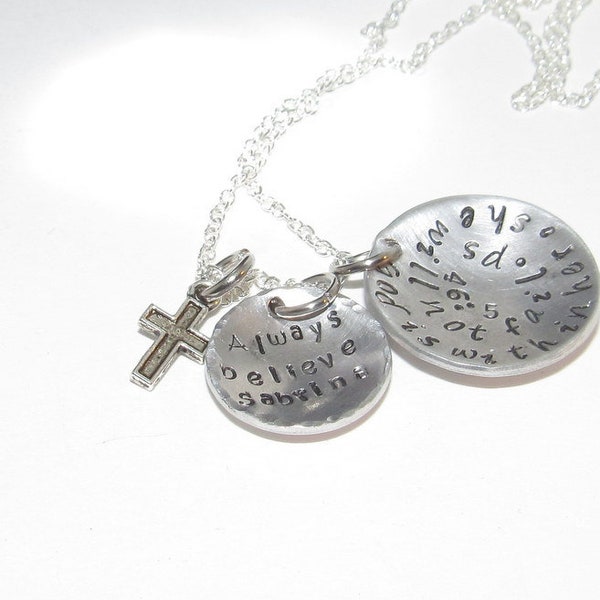 personalized Psalm 46:5 God is within her , Hand stamped faith jewelry , custom personalized jewelry,