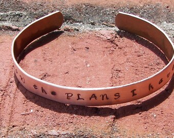 party plan jewelry companies personalized I know the plans I have for you cuff, custom hand stamped copper cuff, personalized jewelry