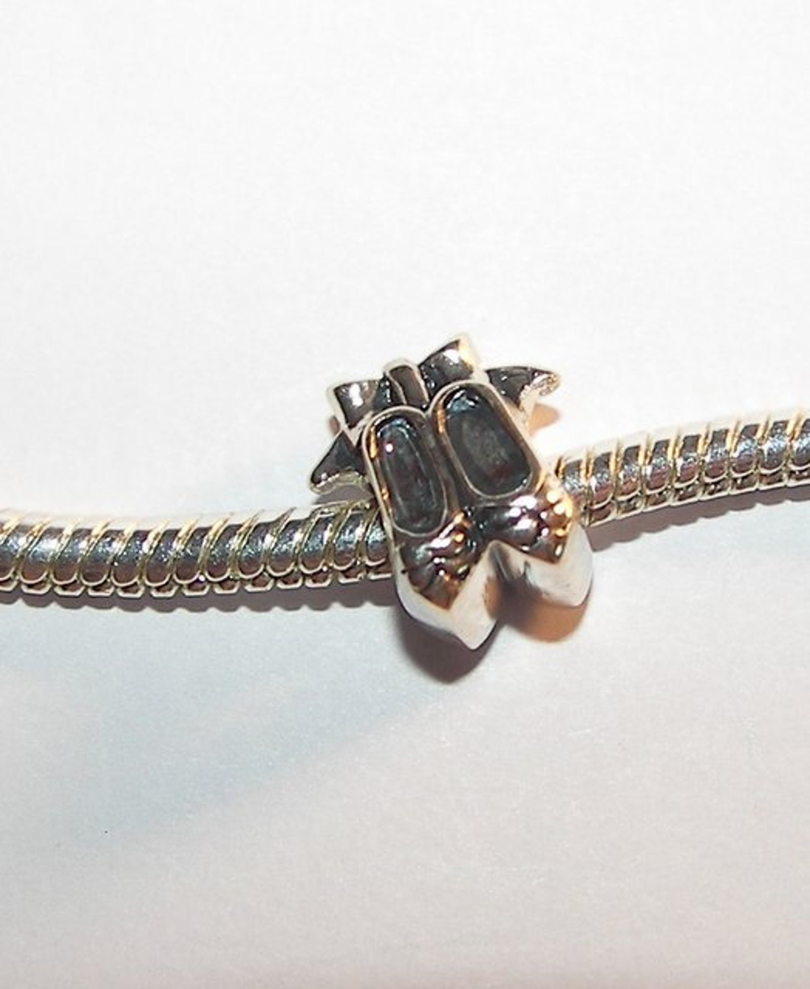 925 sterling silver, ballet shoe charm, european charm , pizza charm, european bead, fits snake chain bracelet