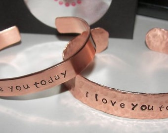 personalized unisex copper cuff bracelet  , custom personalized cuff bracelet or dad, hand stamped jewelry for him