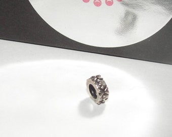 925 sterling silver and red spacer charm , large hole charm bead for snake chain bracelets, European charm bracelet charms
