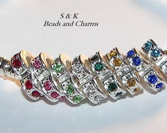 925 sterling silver birthstone heart charm with gem, charms for European charm bracelets, charms. charms for snake chain bracelet