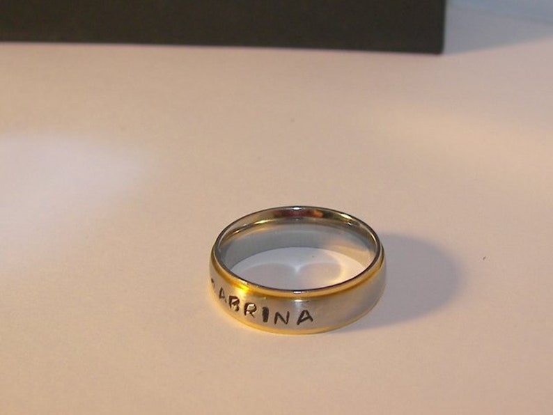 Hand stamped name ring for dad Fathers day gift #1 dad ring custom personalized gift for dad stainless steel rings
