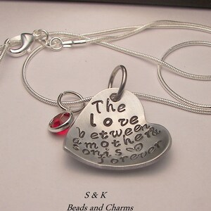 personalized Sterling The love between a mother and son , custom personalized jewelry for mom , mother son necklace
