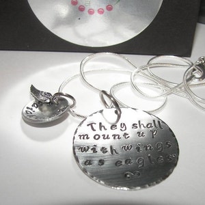 They shall mount up with wings as eagles, Hand stamped jewelry, personalized, personalized jewelry, Custom hand stamped , religious necklace