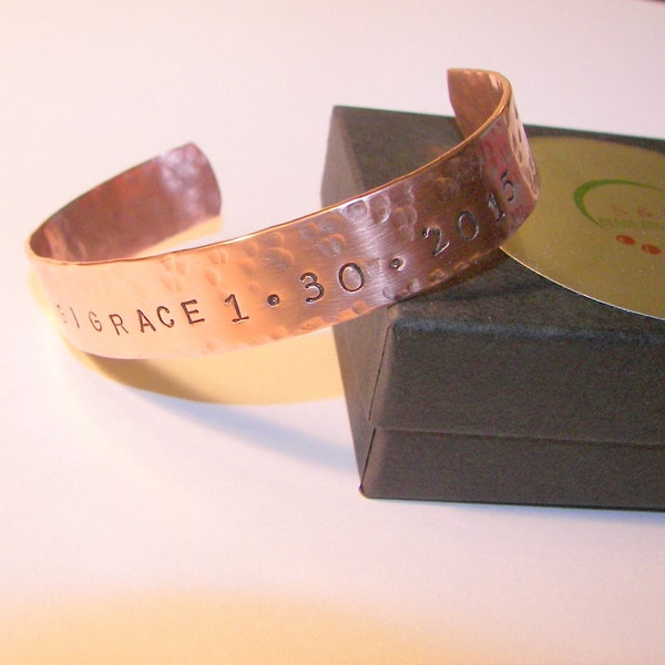 personalized mens copper cuff bracelet, personalized gift for dad, custom hand stamped jewelry for him