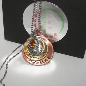 3 layer mom necklace with kids names, personalized mom necklace, custom hand stamped jewelry , Mothers day gift for mom or Grandma