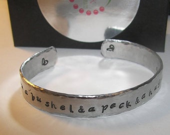 personalized Sterling, I love you a bushel and  peck, custom hand stamped, hand stamped jewelry,  personalized jewelry, mommy jewelry