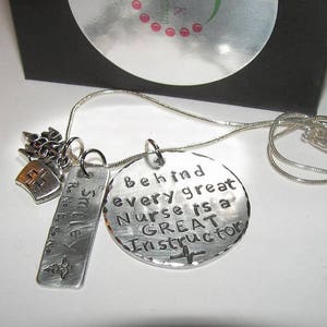 personalized Sterling silver Nurses instructor gift, Custom personalized hand stamped jewelry for nurse, gift for nurse