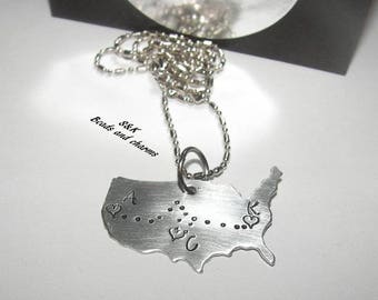 long distance friendship necklace, US state necklace, gift for best friend, bff gifts, gift for her, personalized necklce