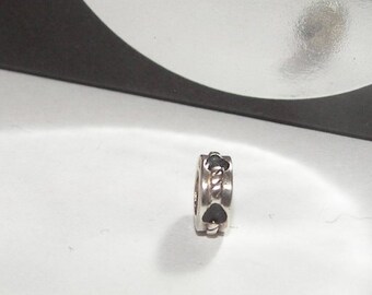 925 sterling silver and red spacer charm , large hole charm bead for snake chain bracelets, European charm bracelet charms