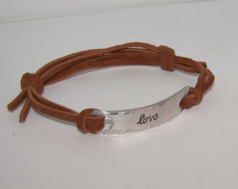 personalized skinny bar Love  word bracelet,  message and date bracelet for him,  custom personalized bar bracelet, hand stamped jewelry