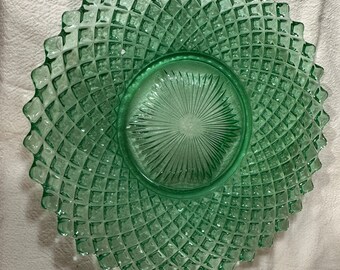 1 Westmoreland ENGLISH HOBNAIL green 8"  Luncheon Plate, uranium glass