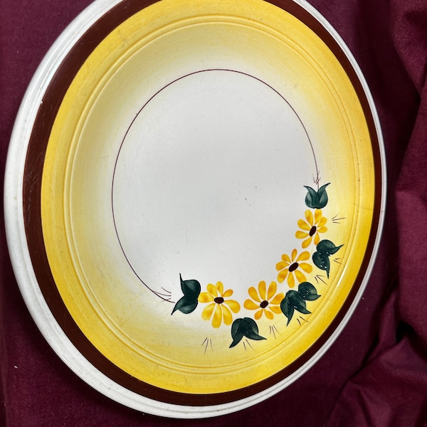 Vernon Kilns Brown Eyed Susan Chop Plate Plate 12.25", Hand painted