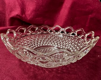 1950's Laced Edge Clear by IMPERIAL GLASS-OHIO 10" Large Serving Bowl