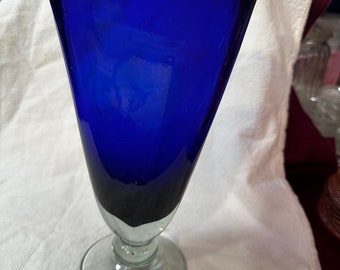 cobalt blue blown glass art vase