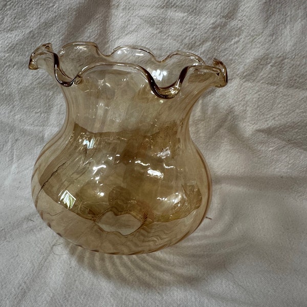 Swirl Pattern Glass Hurricane Lamp Shade Cover, carnival glass finish