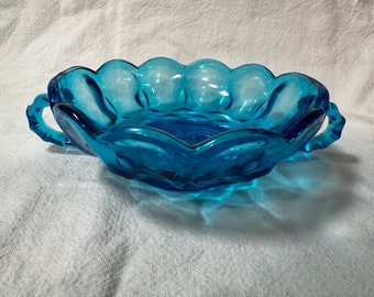 Anchor Hocking Fairfield Blue Double Handle Nappy Bowl, Pre-Owned Fine Condition