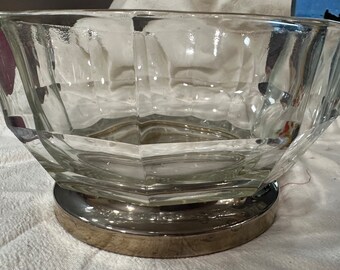 Vintage Godinger Lead Crystal Bowl With Silver Plate Base Made In Italy