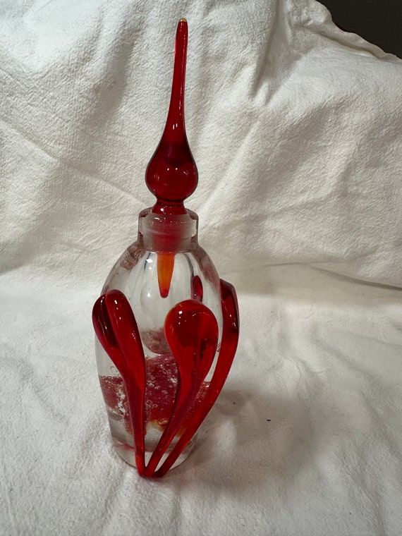 beautiful Hand-blown perfume bottle and stopper
