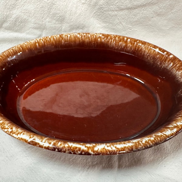 Vintage Hull Oven Proof Oval Brown Drip Serving Bowl U.s.a. H.p.co.