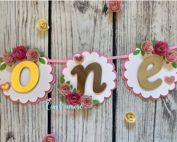 Little missonderful High chair banner | little miss ONEderful | floral high chair banner | pink and gold banner | Princess birthday Il_570xn