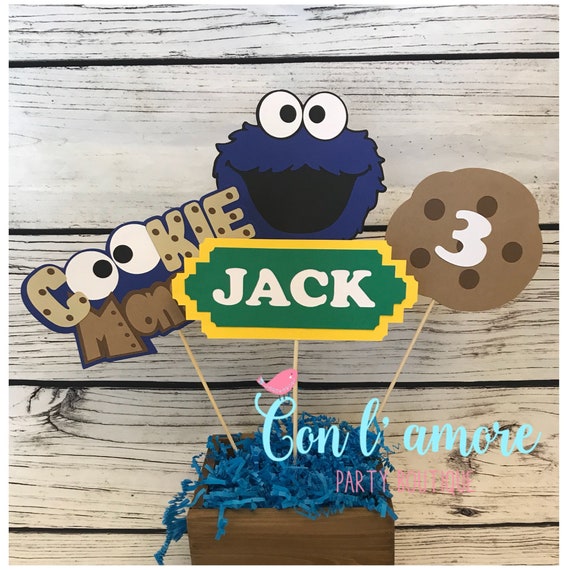 Sesame street cookie monster birthday party decoration centerpiece, cookie monster centerpiece Il_570xn