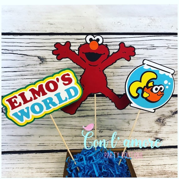 Elmo sesame street birthday party decoration centerpiece, elmo centerpiece, cookie monster centerpiece Il_570xn