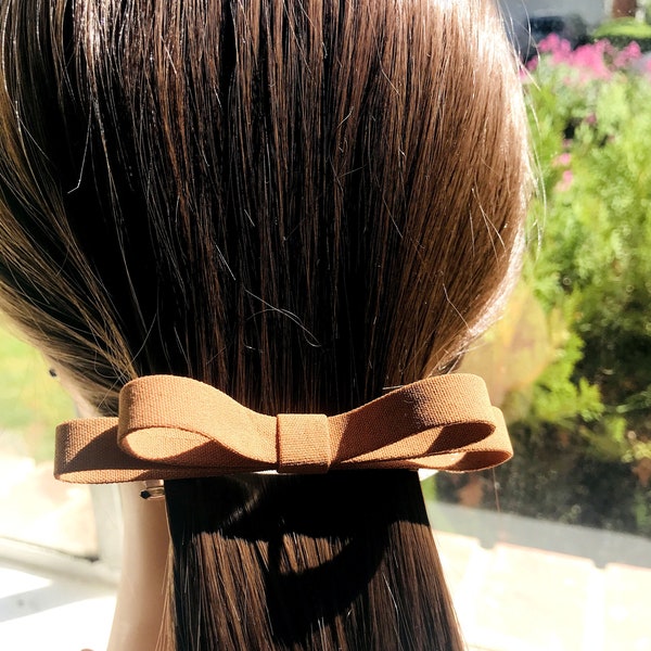 Brown hair bow, earth tone bows, hair bows for women, thick hair barrette, adult hair bows, hair bows for adult, French barrette bow