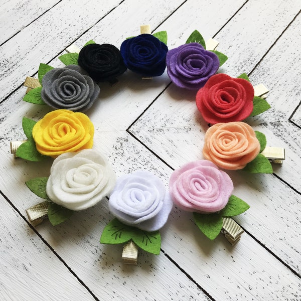 Felt flower hair clip, baby girl hair clip, baby barrettes, toddler hair clip, baby hair clip, flower hair clip, toddler barrettes