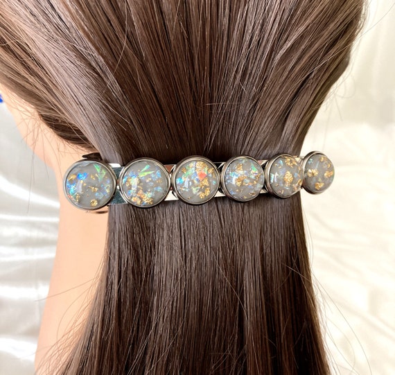 DicsyDesigns Hair Clip for Women, Gray Bling Hair Jewelry, Galaxy Barrettes, Hair Jewels for Thick Hair, Women Barrettes, Boho Hair Pins